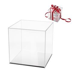 Clear Acrylic Box Display Case with Mirrored Base, Simple Self-Assembly (7.1")