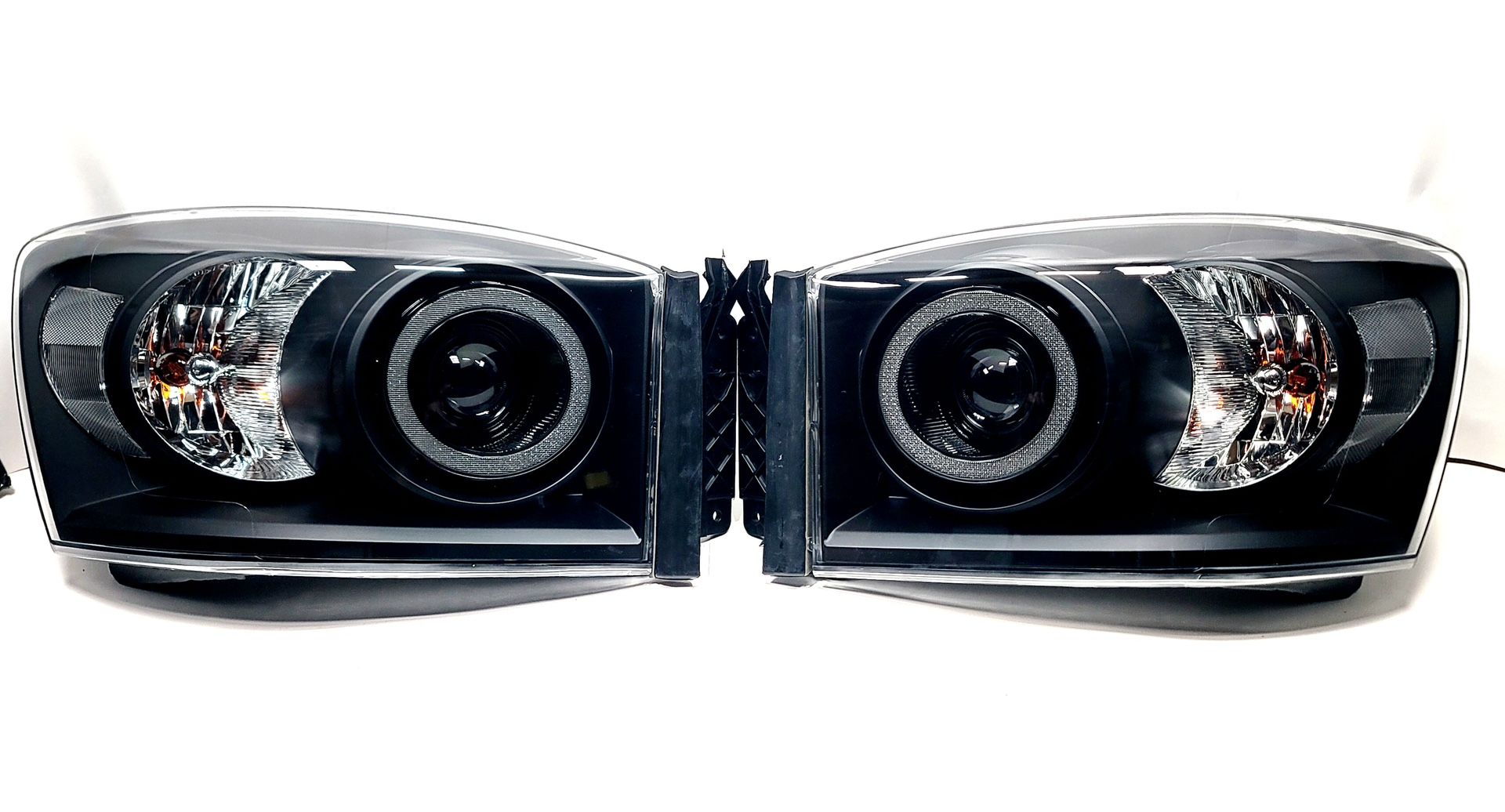  06-08 DODGE RAM BLACK/CLEAR SIDE TURN CORNER+LED DRL HEADLAMP 