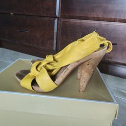 michael kors genuine leather high-heels shoes sandals