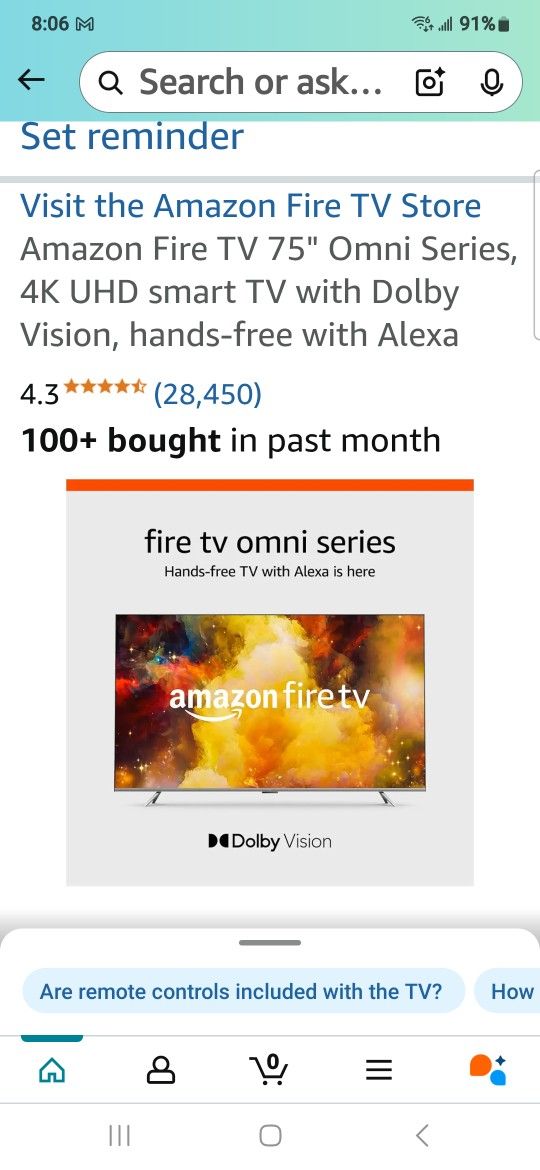 75" Amazon Fire Tv, Omni Series 4k UHD Smart TV