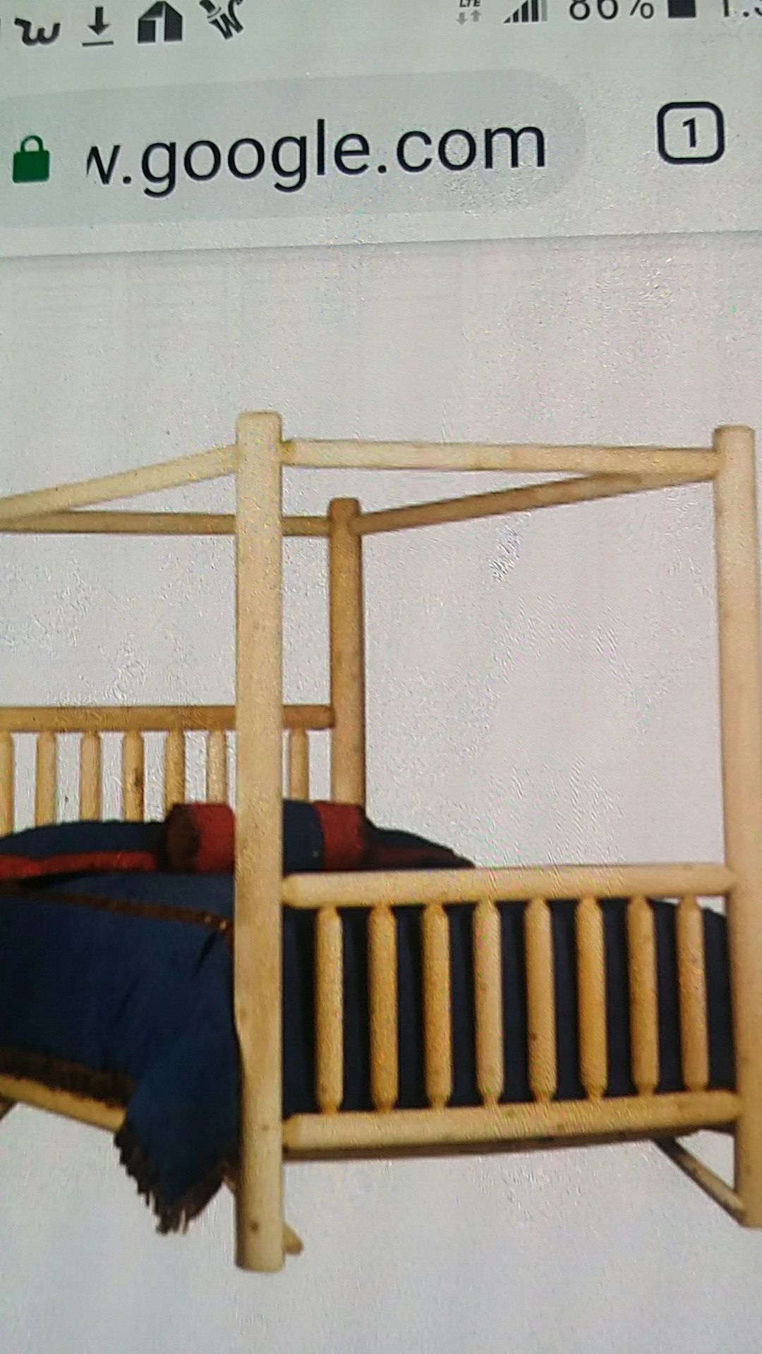 Pine Queen size lodge pole bed frame