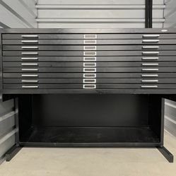 black metal safco flat file cabinet with stand