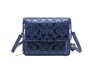 Blue Patent Leather Monogram Crossbody Bag