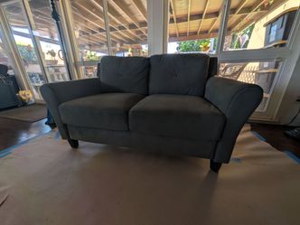 Dark Gray Fabric Loveseat
