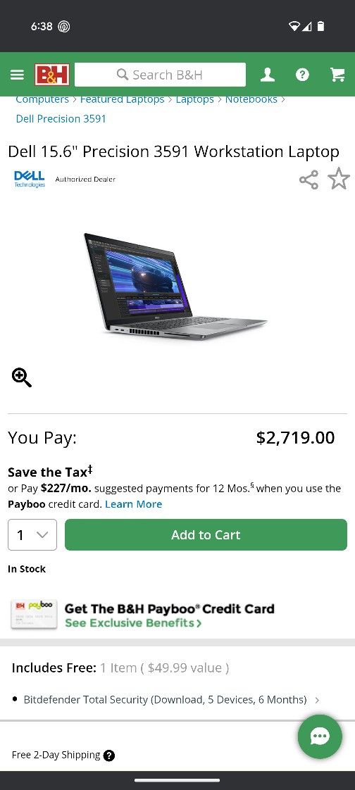 Dell 15.6" Precision 3591 Workstation Laptop