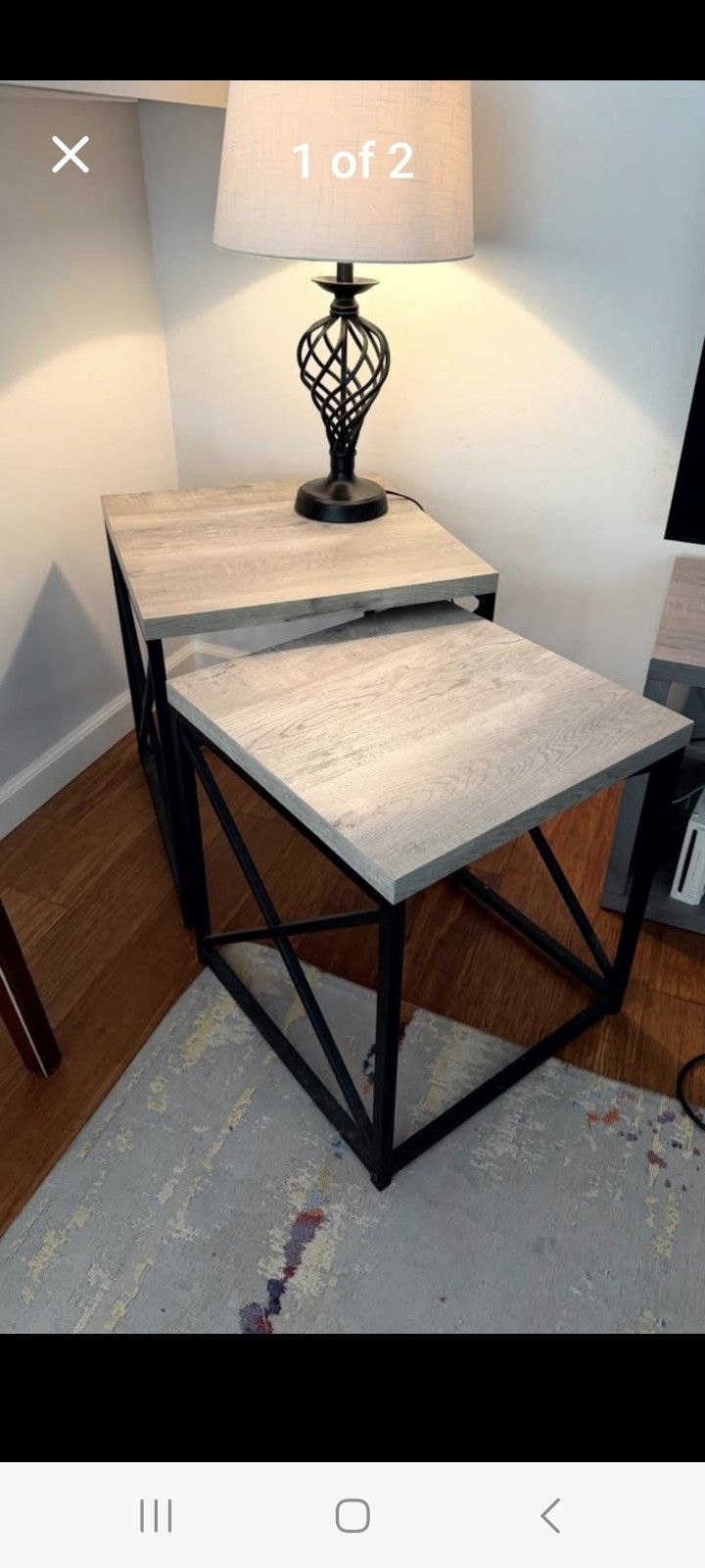 Stacking Grey Side End tables - set of 2