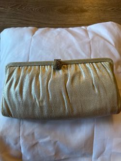 Gold Satin Evening Ande Clutch Bag