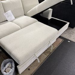 2 Piece Sectional With Pull Out Bed & Storage Chaise On Sale