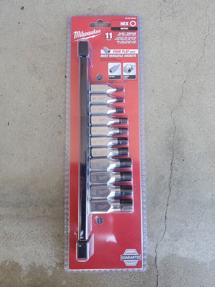 Milwaukee Hex metric 3/8" bit socket set