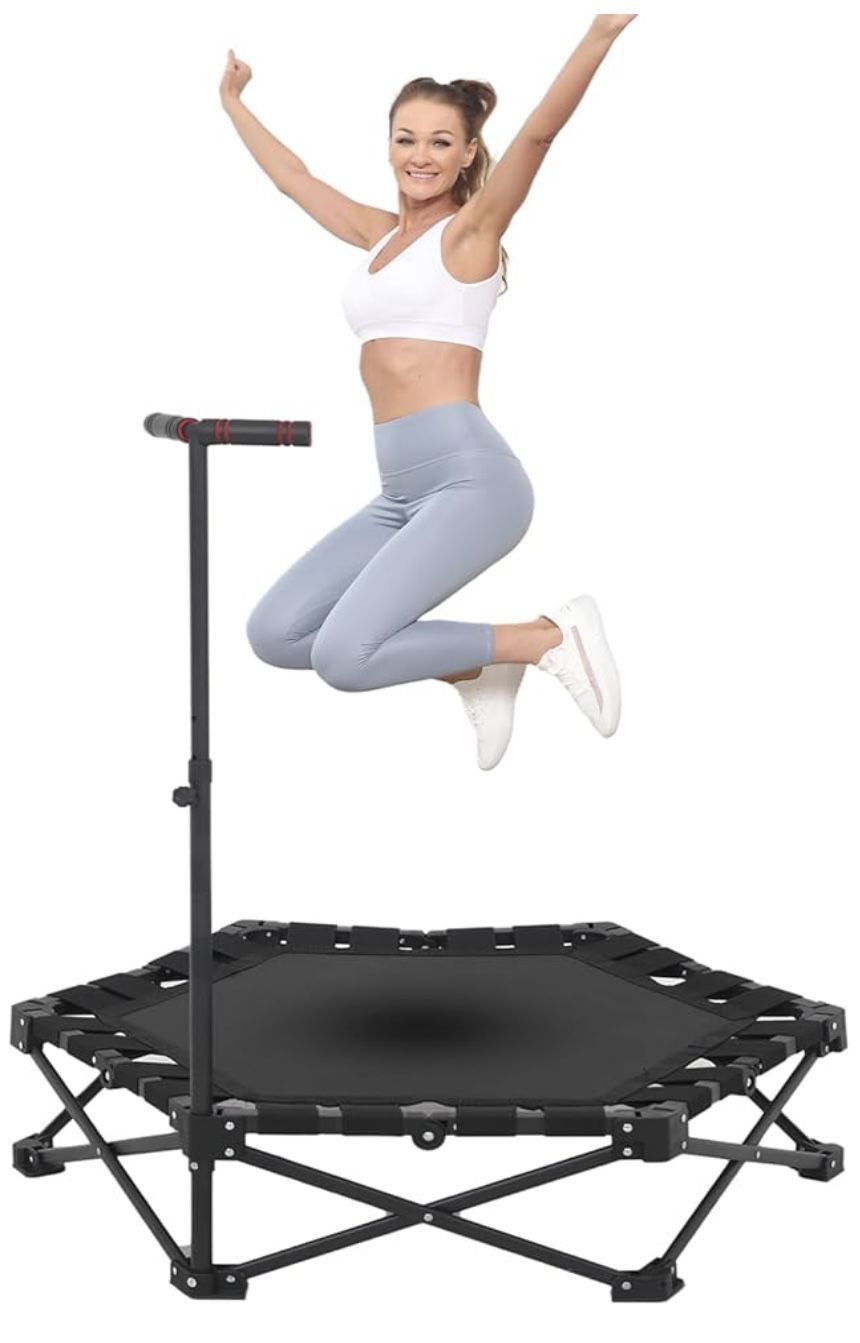 NIB 42" Foldable Fitness Trampoline with Bungees and Adjustable Handle