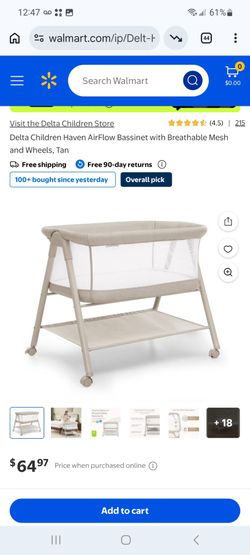 Delta Children Haven AirFlow Bassinet with Breathable Mesh and Wheels $45
