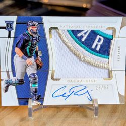 #29/99 2022 CAL RALEIGH NATIONAL TREASURES RPA LOGO PATCH ROOKIE AUTO BIG DUMPER