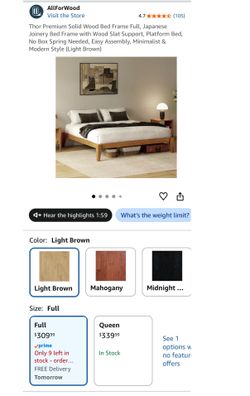 Full Size Modular Solid Wood Bed Frame