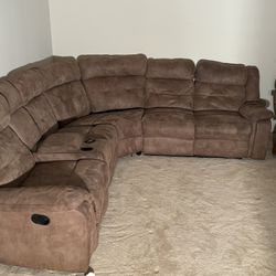 Brown Suede Sectional