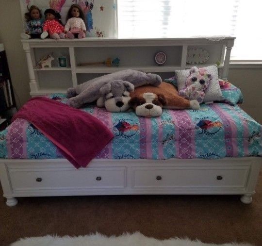 White Twin Bookcase Bed 