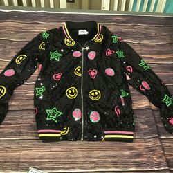 Lola And The Boys Peace And Love Sequin Jacket Size Small 