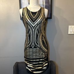 Say What? Black & Gold Bodycon Dress – Glam Party / NYE