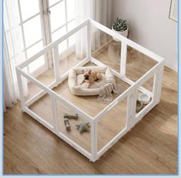 24" Clear Acrylic Dog Playpen with Door for Small Pets Height transparent acrylic,8-panel DIY configurable pet pen,tool-free Assembly, anti-Slip,for s