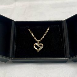 10k Gold Heart and Rope Necklace 