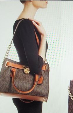 The Icon Michael Michael Kors Hamilton Medium Logo Satchel/ Top Handle Bag