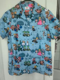 Super Mario Bros collar shirt size Small