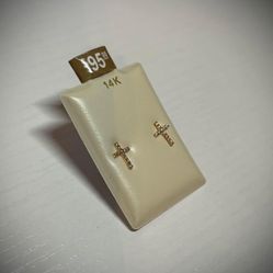 14K Gold Cross Earrings