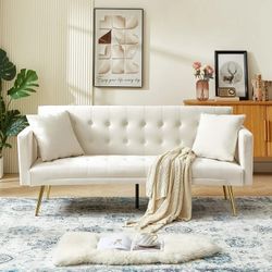 Bianlte Modern Velvet Futon Sofa Bed - Beige
