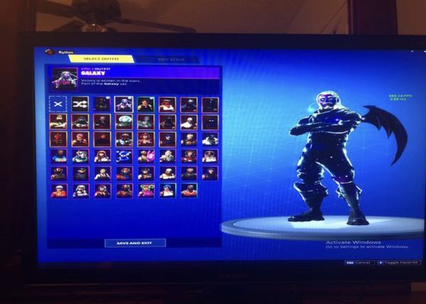 fortnite stacked account with galaxy skin and mako glider and reaper pickaxe - galaxy glider fortnite