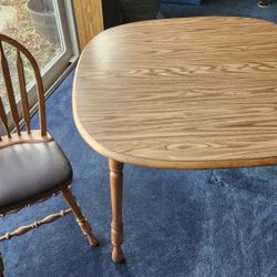 Solid Wood Table, Chairs, Leaf