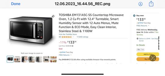 New Toshiba Microwave Oven