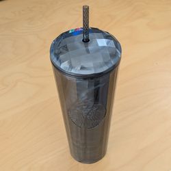New Starbucks 24 Oz Black Iridescent Tumbler Iced Coffee Cup Dark Gray