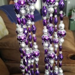 Purple and Silver Bead Garland