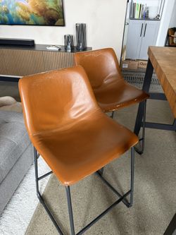 2 Faux leather Barstools Chairs