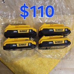 New Dewalt 2.0ah Battery Set 20-Volt ($110 for all batteries)