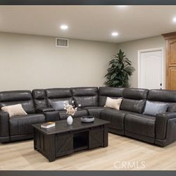  Leather Recliner Sectional
