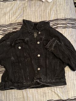 Black Distressed Jean Jacket