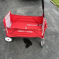 Folding Red Radio Flyer wagon w/ seats