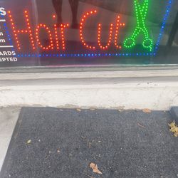 Neon Haircut Sign