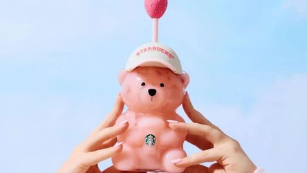 Strawberry Pink Bearista Glass Cup