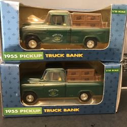 John Deere 1955 Chevrolet Truck Diecast Metal Coin Bank. Midland Implement. New Unopened.