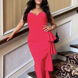 Chiara Boni La Robe Red Strapless Ruffle Dress – Saks