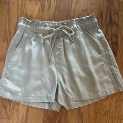 NEW LOFT High-Waist Drawstring Casual Shorts in Light Beige size S