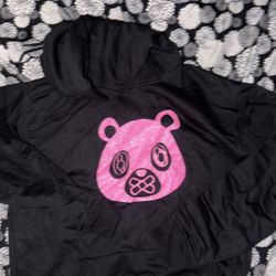 Pink glitter bear black hoodie size 2xl