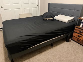 Queen Bed Frame with Tufted Upholstered Headboard