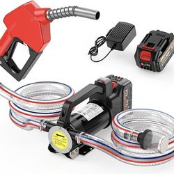 Diesel Transfer Pump Battery Powered, 13GPM Cordless Water Pump Kit with 21V 4.0Ah Battery & Charger, Electric Fuel Pump with Auto-off Nozzle & 2x 6.6