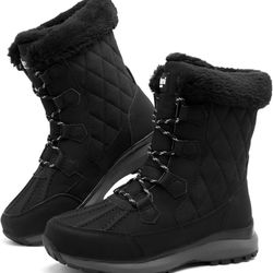 Womens Snow Boots Warm Fur Lined Winter Boots Anti Slip Ankle Boots Mid Calf Snowboots Waterproof and Cold-Resistant Outdoor Walking Shoes for Women s