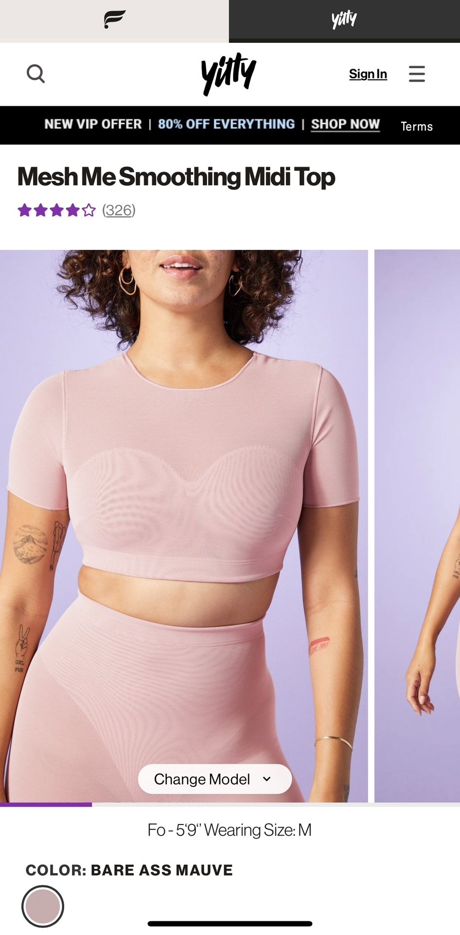 YITTY Fabletics Mesh Me Smoothing Midi Top new XL