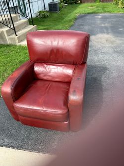 Red leather club chair