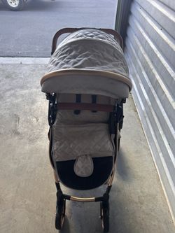 Lortsybab 2-in-1 Baby Stroller Newborn Toddler Convertible Pram Beige