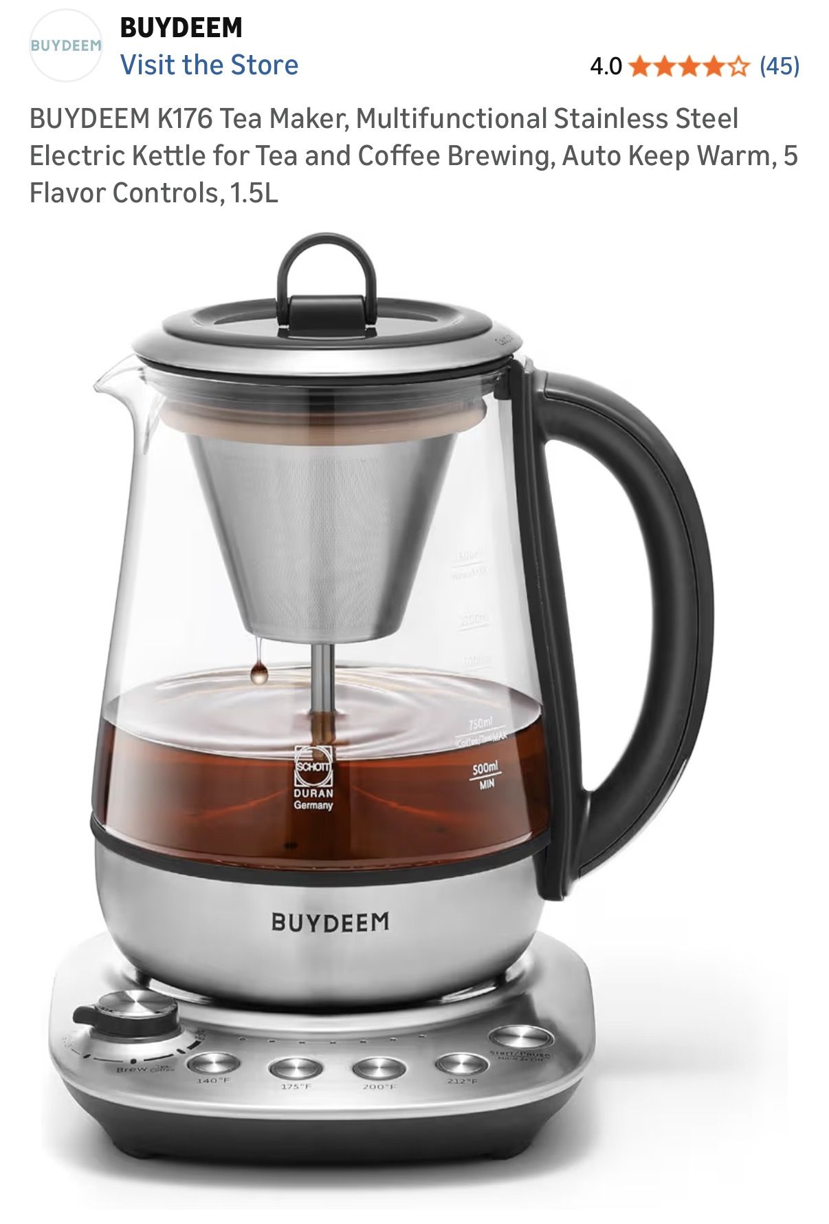 Brand new buydeem stainless steel electric kettle